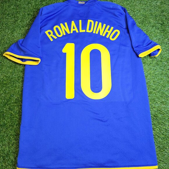 Ronaldinho Brazil 2008 Away Soccer Jersey Shirt M SKU#...
